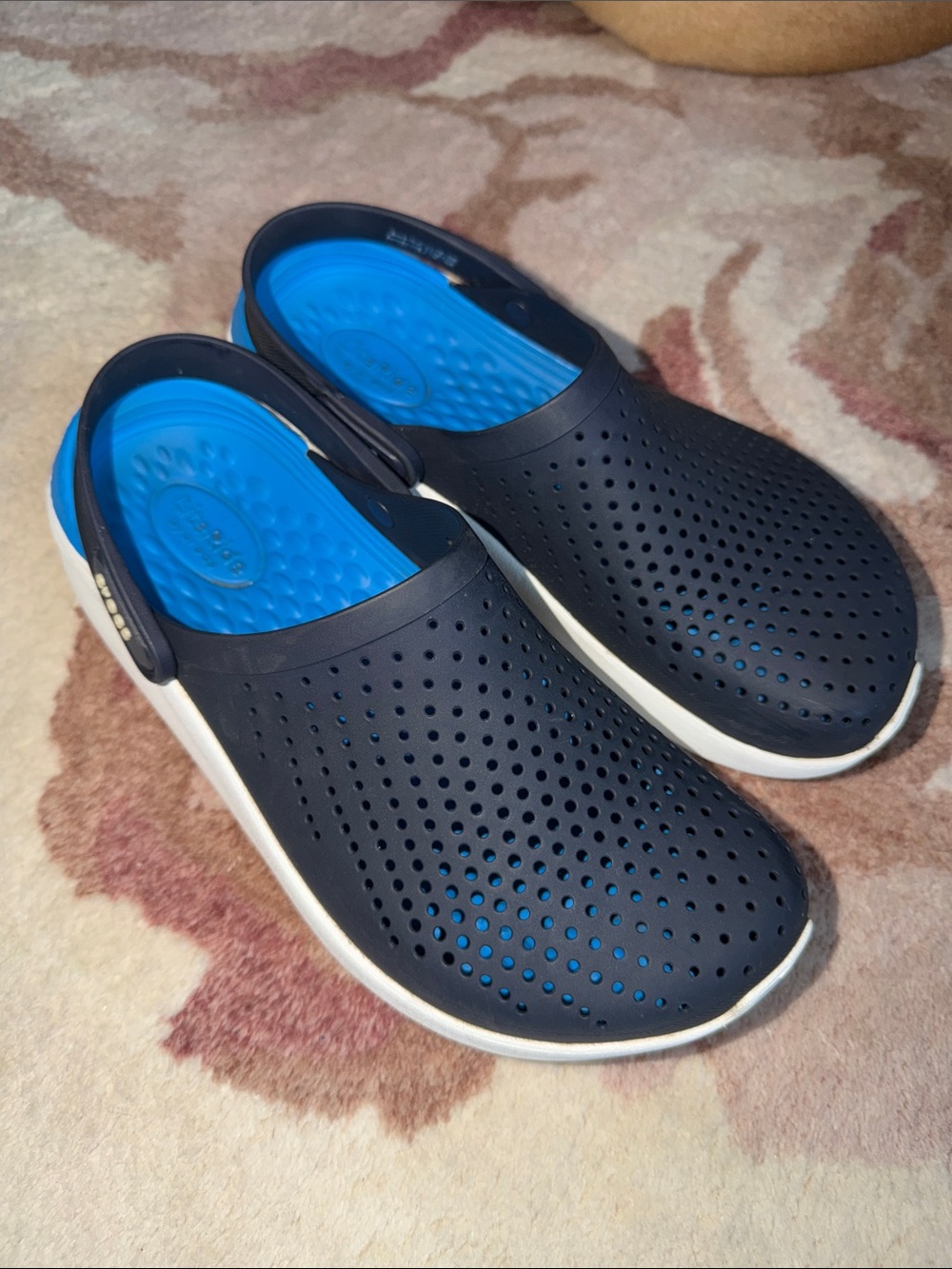 CROCS Navy Perforated Clog with Bright Blue Footbed